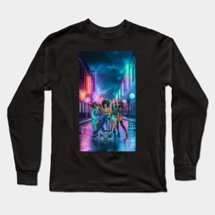 80s teens dancing on the street Long Sleeve T-Shirt